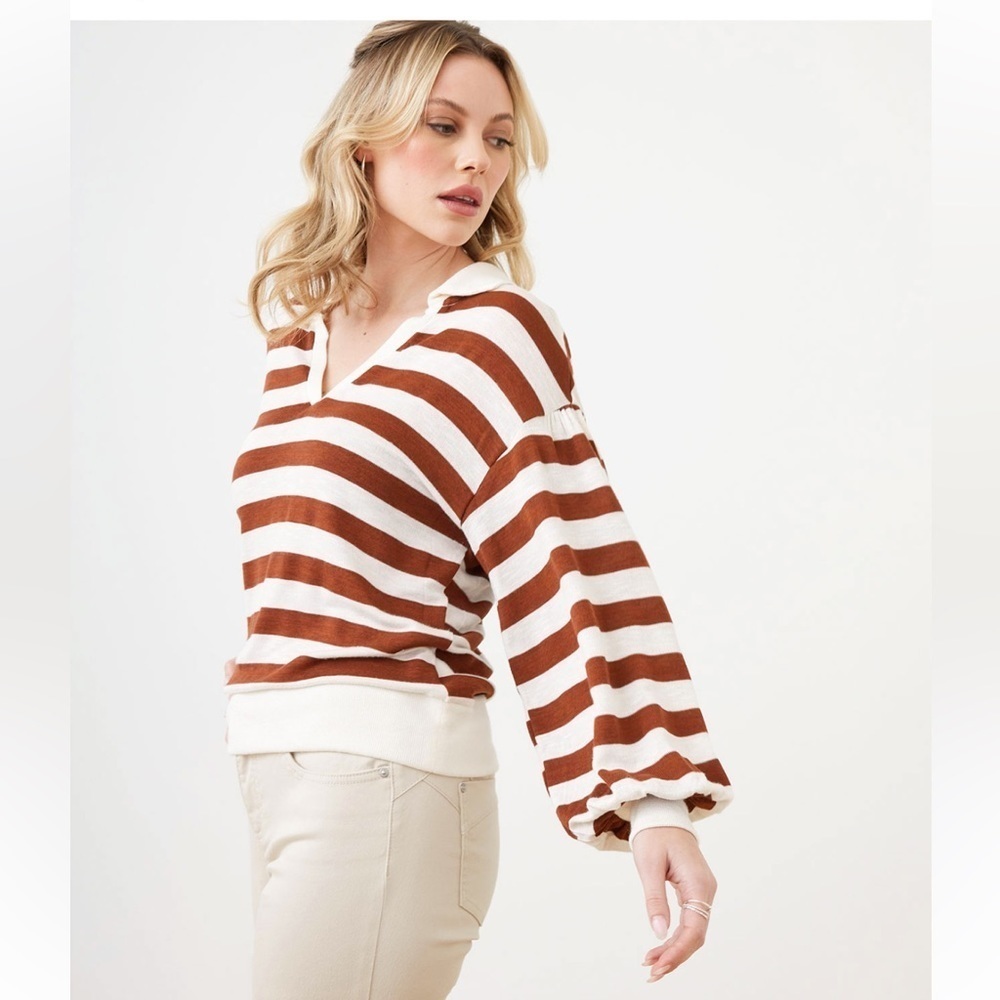 Cleo striped V neck sweater petite X-Large